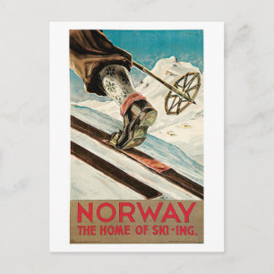 Vintage jaren '30 skireis Noorwegen Briefkaart