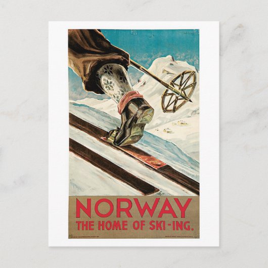 Vintage jaren '30 skireis Noorwegen Briefkaart (Voorkant)