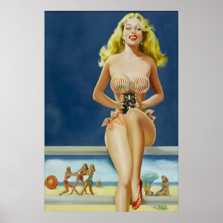 Vintage jaren 40 Pin Up Girl Poster & Canvas Dame