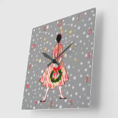 Vintage jaren 50 Christmas Girl Clock Vierkante Klok (Hoek)