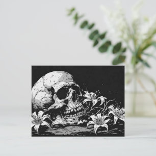 Vintage jaren 50 grafische zwart-wit stijl schedel briefkaart