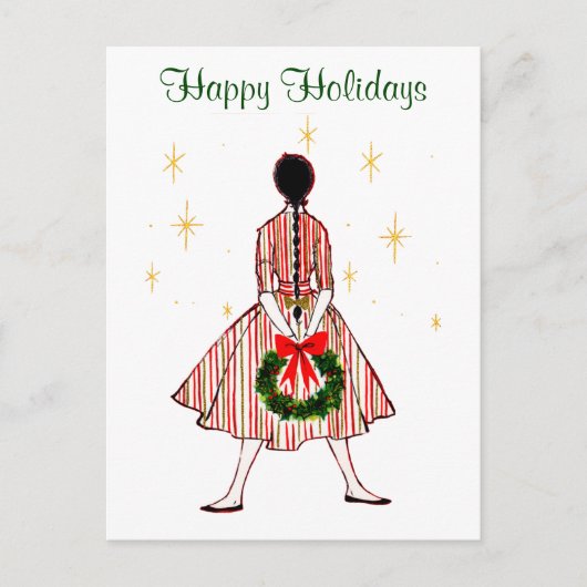 Vintage jaren 50 Kerstmeisje  Briefkaart (Voorkant)