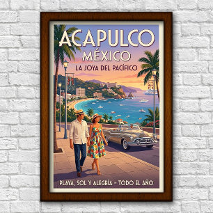Vintage jaren 60 Acapulco, Mexico Reisposter Poster