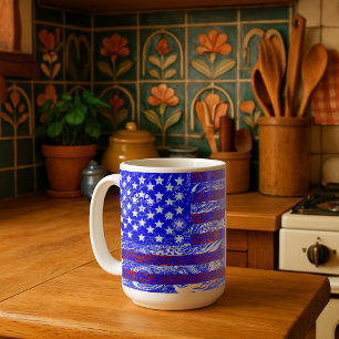 Vintage jaren 60 Amerikaanse vlag psychedelische k Koffiemok