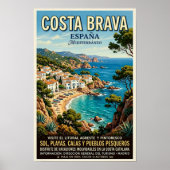 Vintage jaren 60 Costa Brava, Spanje Reisposter Poster (Voorkant)