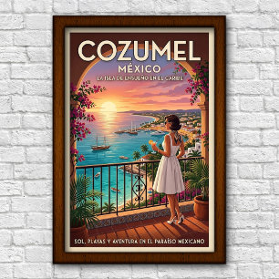 Vintage jaren 60 Cozumel, Mexico Reisposter Poster
