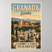Vintage jaren 60 Granada, Spanje Reisposter Poster (Voorkant)