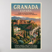 Vintage jaren 60 Granada, Spanje Reisposter Poster (Voorkant)