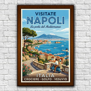 Vintage jaren 60 Napels, Italië Reisposter Poster