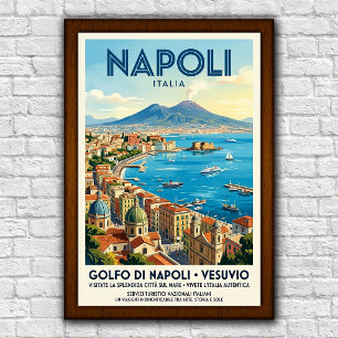 Vintage jaren 60 Napels, Italië Reisposter Poster