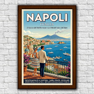 Vintage jaren 60 Napels, Italië Reisposter Poster