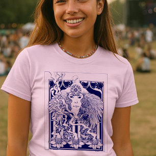 Vintage jaren 60 Psychedelische Art Nouveau bloemm T-shirt