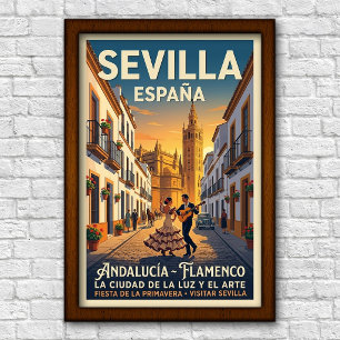 Vintage jaren 60 Seville, Spanje Reisposter Poster