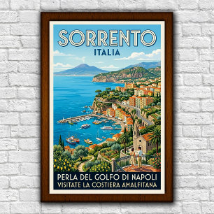 Vintage jaren 60 Sorrento, Italië Reisposter Poster
