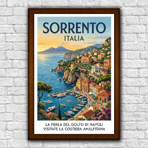 Vintage jaren 60 Sorrento, Italië Reisposter Poster