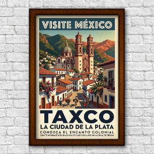 Vintage jaren 60 Taxco, Mexico Reisposter Poster