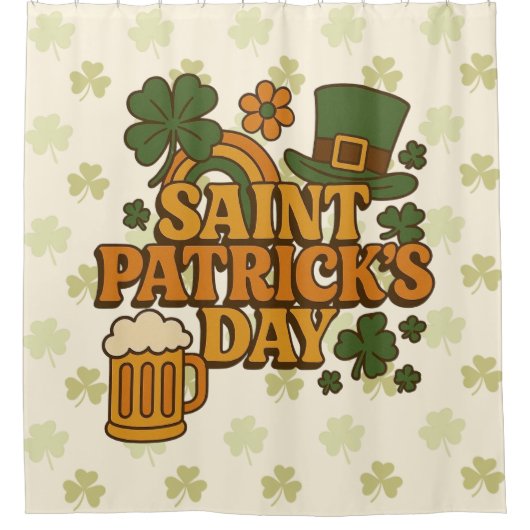 Vintage jaren 70 St. Patrick's Day Douchegordijn (Voorkant)