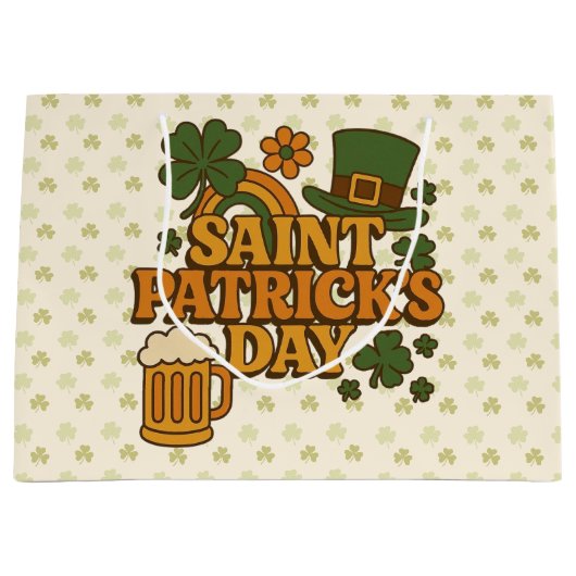 Vintage jaren 70 St. Patrick's Day Groot Cadeauzakje (Voorkant)