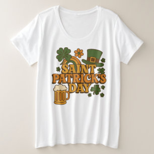 Vintage jaren 70 St. Patrick's Day Grote Maat T-shirt