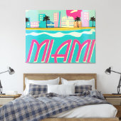 Vintage jaren 80 Miami-poster Canvas Afdruk (Insitu (Slaapkamer))
