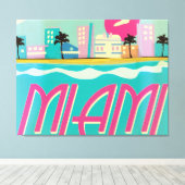 Vintage jaren 80 Miami-poster Canvas Afdruk (Insitu (Houten vloer))