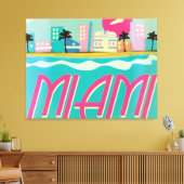 Vintage jaren 80 Miami-poster Canvas Afdruk (Insitu (Woonkamer))