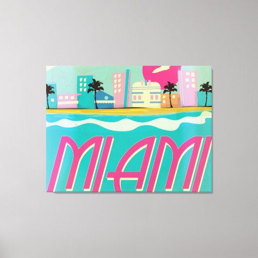 Vintage jaren 80 Miami-poster Canvas Afdruk (Voorkant)