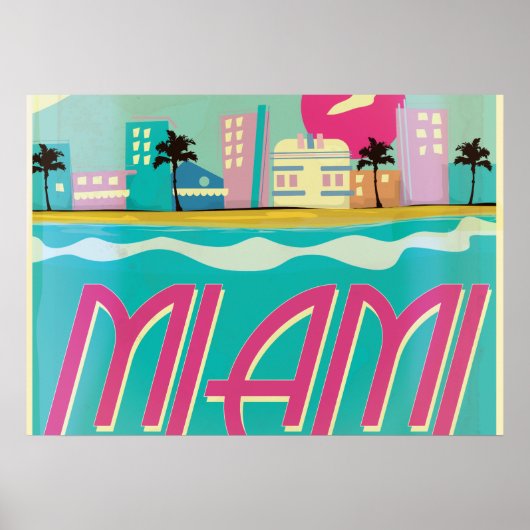 Vintage jaren 80 Miami-poster Poster (Voorkant)