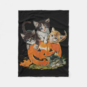 Vintage jaren 90 Kattenpompoen Halloween Retro Blo Fleece Deken