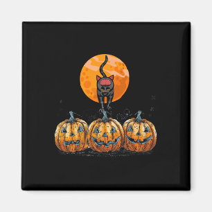 Vintage jaren 90 Kattenpompoen Halloween Retro Blo Magneet