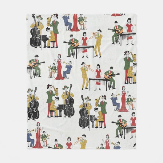 Vintage Jazz Band Fleece Deken (Voorkant)