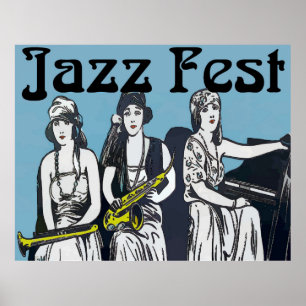 Vintage Jazz Fest Vrouwen Poster
