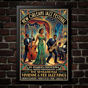Vintage Jazz jaren 30 kunstposter Poster