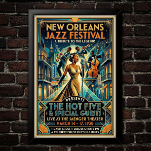 Vintage Jazz jaren 30 kunstposter Poster
