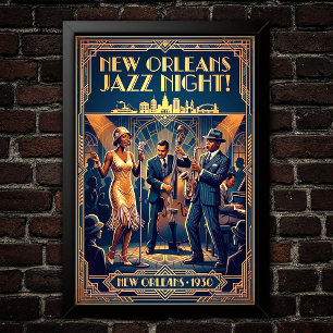 Vintage Jazz jaren 30 kunstposter Poster