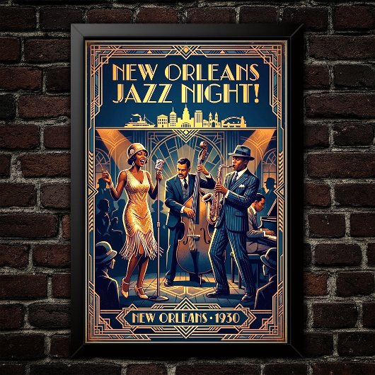 Vintage Jazz jaren 30 kunstposter Poster