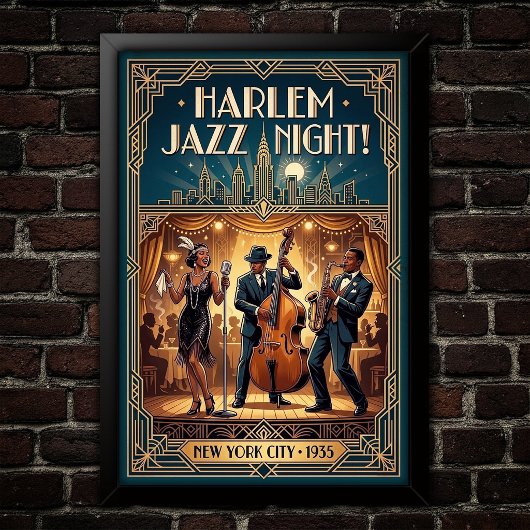 Vintage Jazz jaren 30 kunstposter Poster