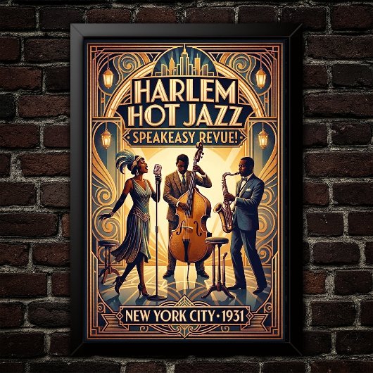 Vintage Jazz jaren 30 kunstposter Poster
