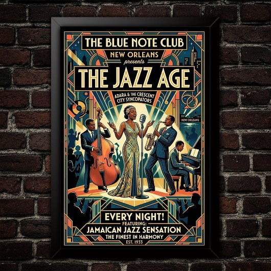 Vintage Jazz jaren 30 kunstposter Poster