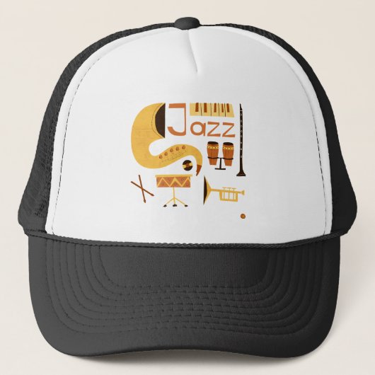 Vintage Jazz Music Trucker Pet (Voorkant)