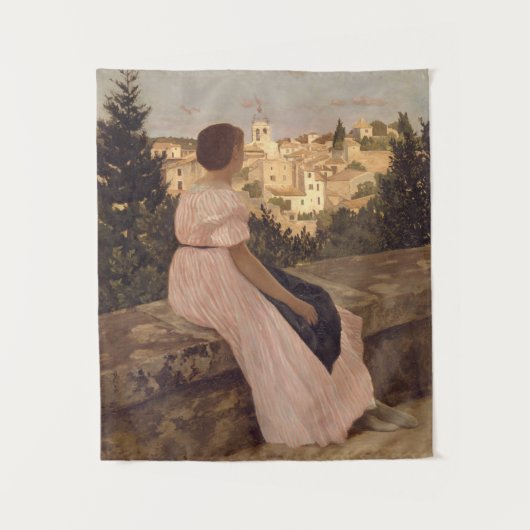 Vintage Jean Frederic Bazille de roze dress Wandkleed (Voorkant)
