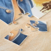Vintage jeans landelijke vrouw legpuzzel (Zijkant)