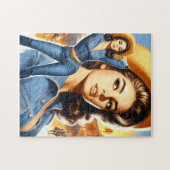 Vintage jeans landelijke vrouw legpuzzel (Horizontaal)