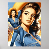 Vintage jeans landelijke vrouw poster (Voorkant)