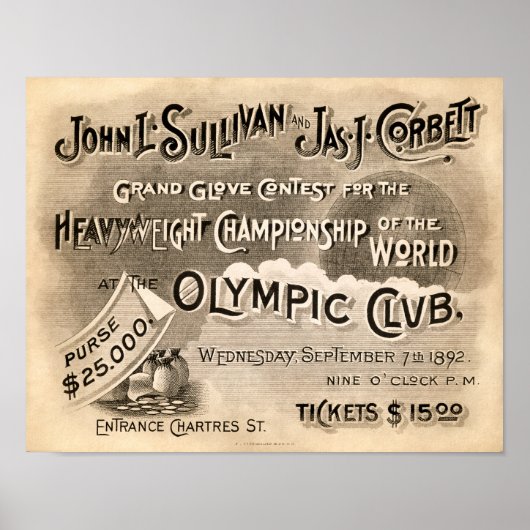 Vintage Jeffries vs. Sharkey Poster (Voorkant)