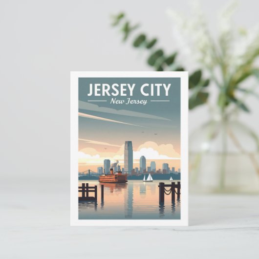 Vintage Jersey City New Jersey Briefkaart (Staand voorkant)