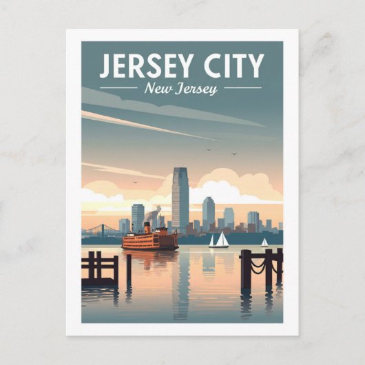 Vintage Jersey City New Jersey Briefkaart (Voorkant)