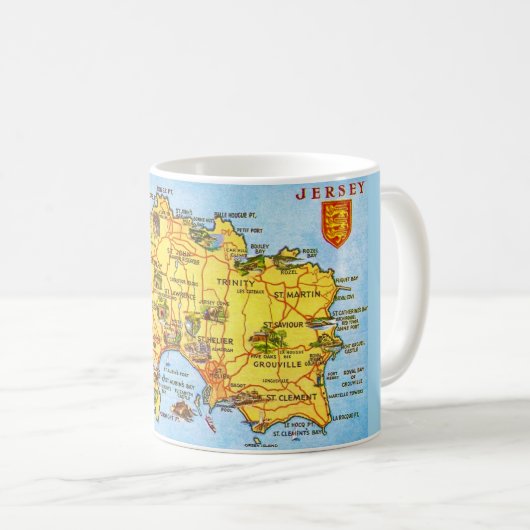 Vintage Jersey Map Koffiemok (Voorkant rechts)
