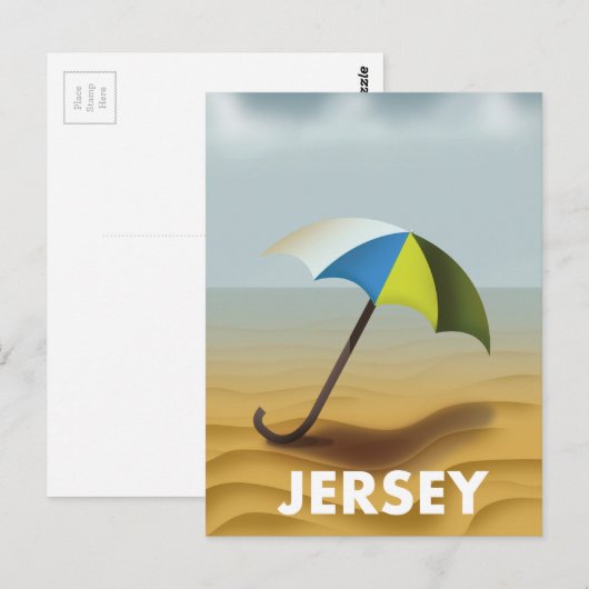 Vintage Jersey reisposter. Briefkaart (Voorkant / Achterkant)
