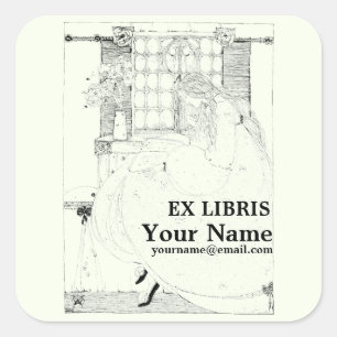 Vintage Jessie Marion King Ex Libris Sjabloon Vierkante Sticker